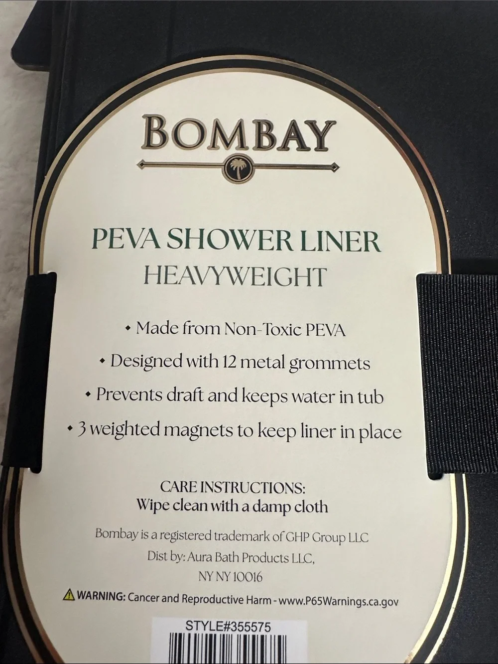 Bombay black peva shower liner 70” x 72”